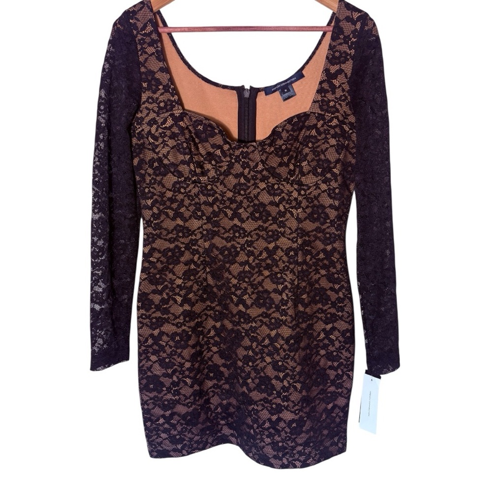 NWT French Connection Lace Bodycon Cocktail graduation Dress Long Sleeve Medium